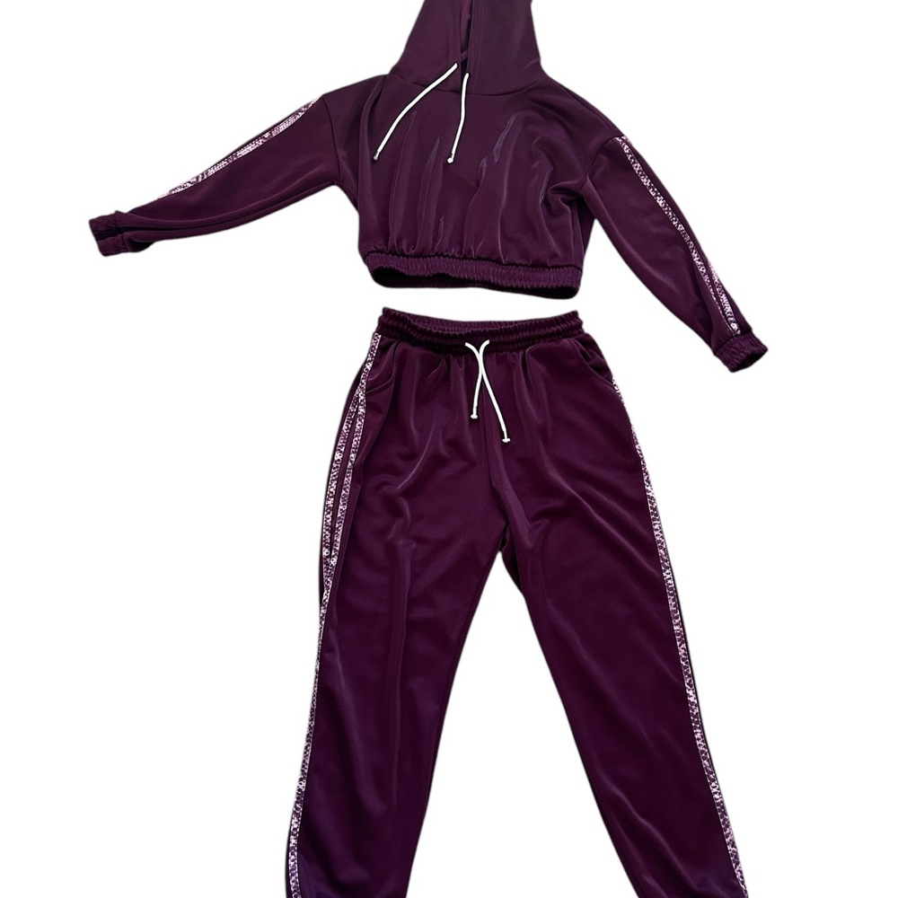 Purple Women's Tracksuit Set (Cropped)